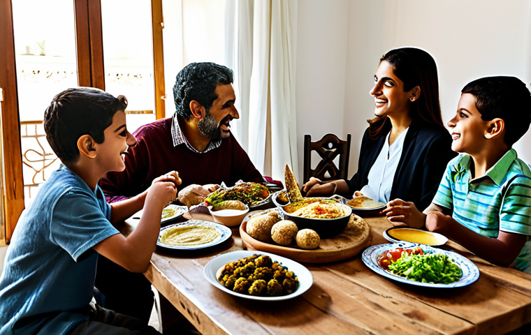 지역 농산물 활용한 커뮤니티 식사 메뉴 - **

"A bustling local farmer's market in an Arab town, overflowing with fresh produce, dates, olives...